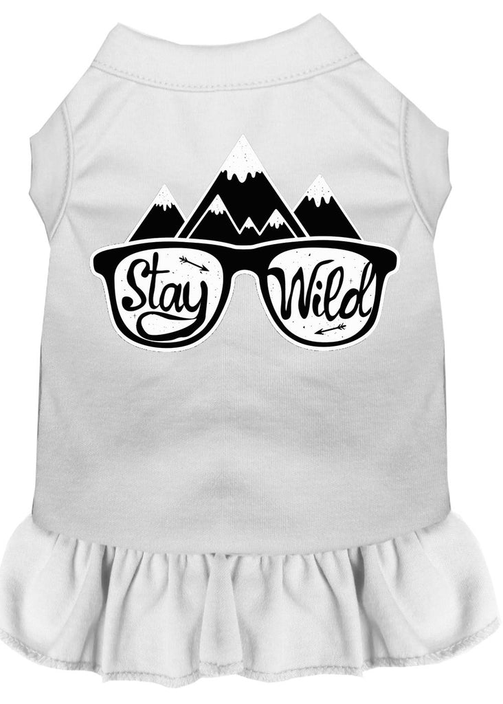 Stay Wild Screen Print Dog Dress White Lg (14)