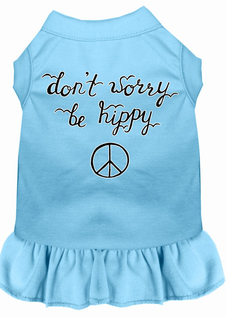 Be Hippy Screen Print Dog Dress Baby Blue Med (12)