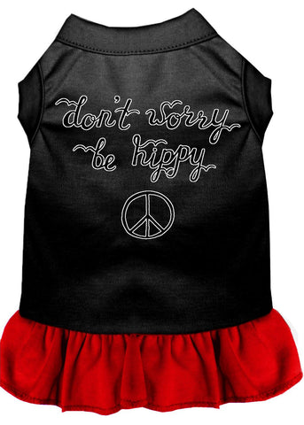 Be Hippy Screen Print Dog Dress Black With Red Lg (14)