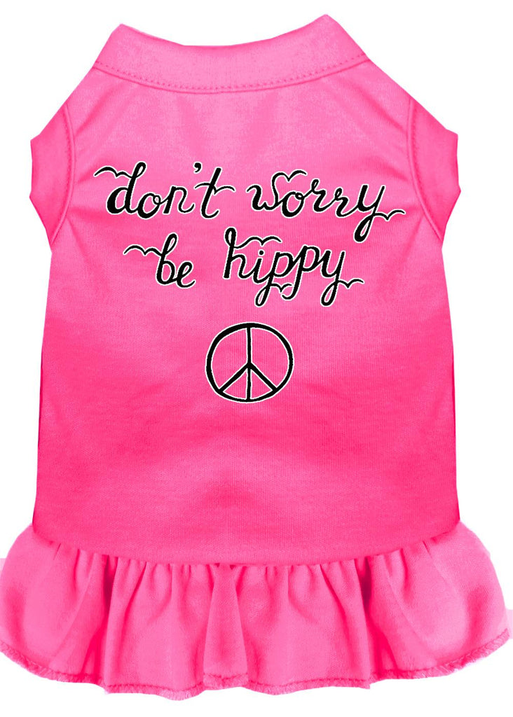 Be Hippy Screen Print Dog Dress Bright Pink 4x (22)