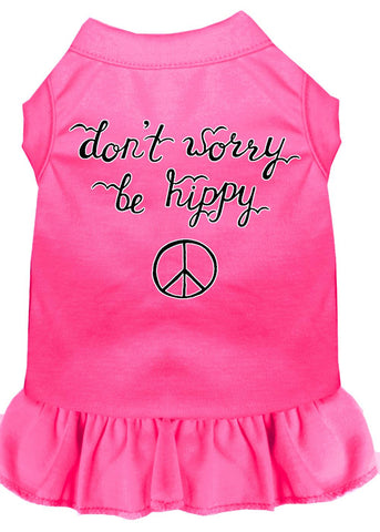 Be Hippy Screen Print Dog Dress Bright Pink Med (12)