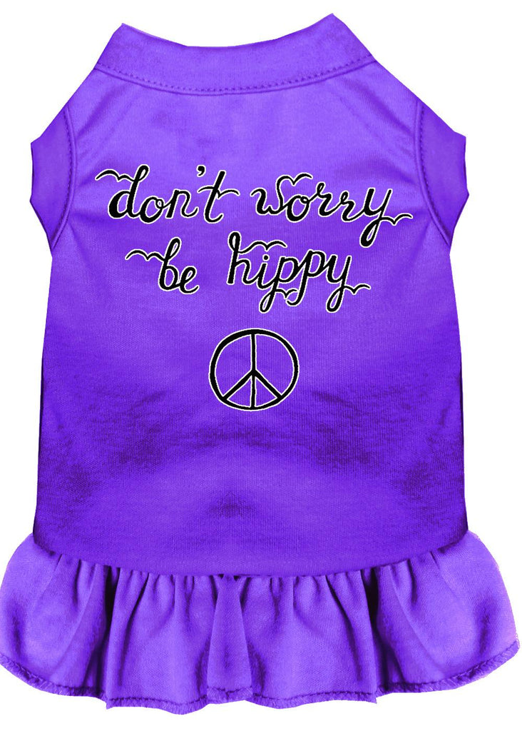 Be Hippy Screen Print Dog Dress Purple 4x (22)