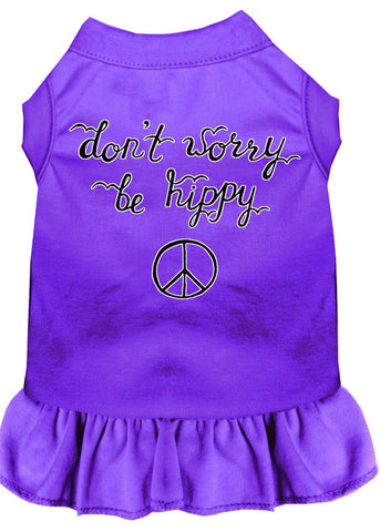 Be Hippy Screen Print Dog Dress Purple Xs (8)