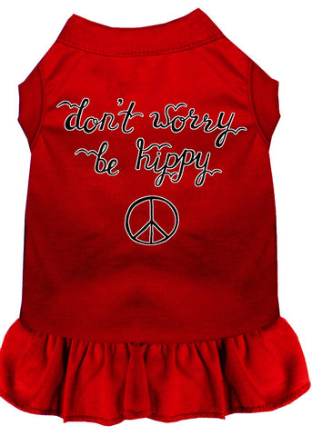 Be Hippy Screen Print Dog Dress Red Xs (8)