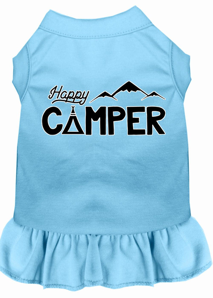 Happy Camper Screen Print Dog Dress Baby Blue Med (12)