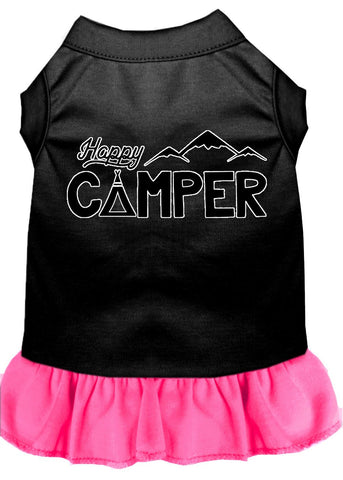 Happy Camper Screen Print Dog Dress Black With Bright Pink Lg (14)