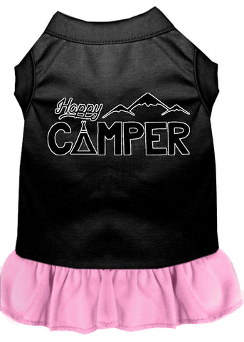 Happy Camper Screen Print Dog Dress Black With Light Pink Med (12)