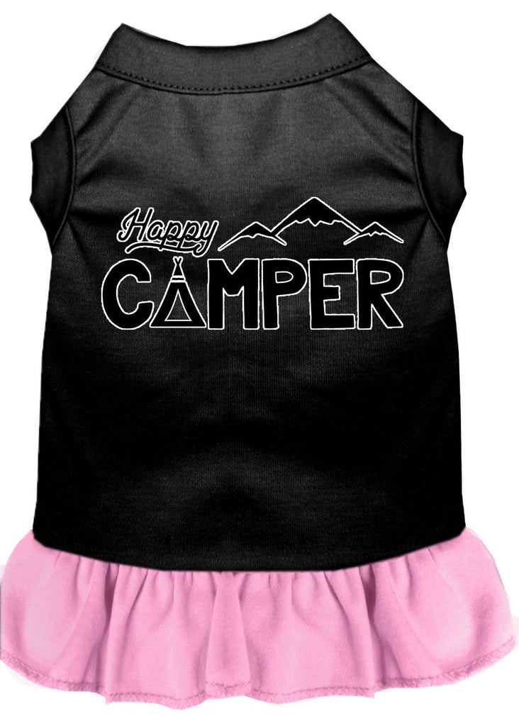 Happy Camper Screen Print Dog Dress Black With Light Pink Sm (10)