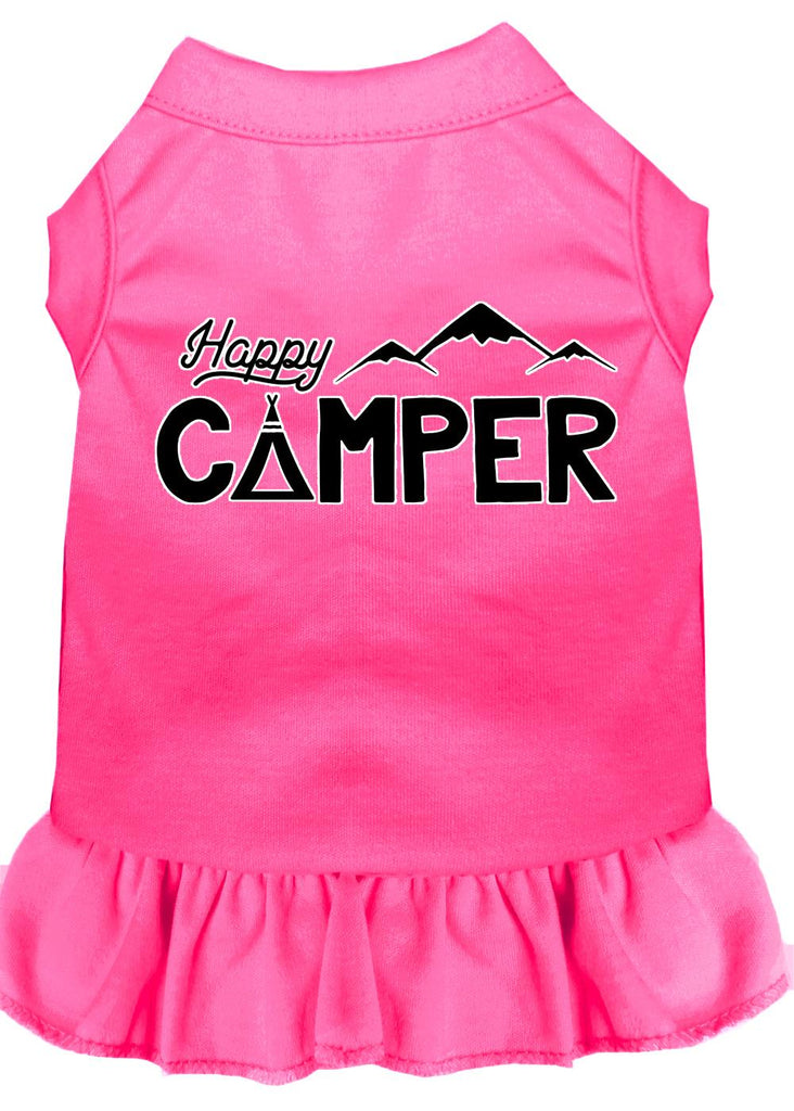 Happy Camper Screen Print Dog Dress Bright Pink 4x (22)