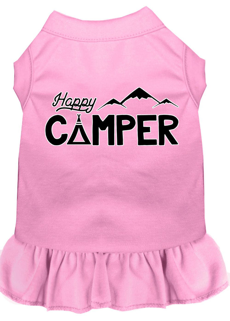 Happy Camper Screen Print Dog Dress Light Pink 4x (22)