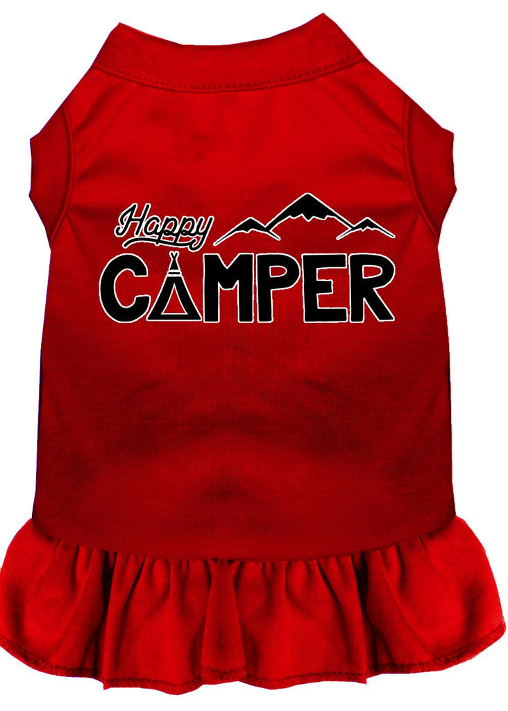 Happy Camper Screen Print Dog Dress Red 4x (22)