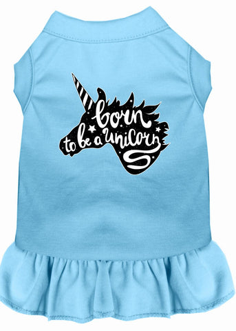 Born To Be A Unicorn Screen Print Dog Dress Baby Blue 4x (22)