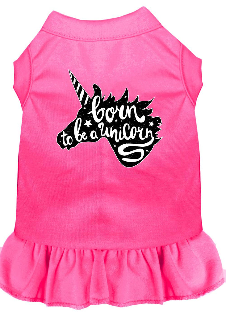 Born To Be A Unicorn Screen Print Dog Dress Bright Pink 4x (22)