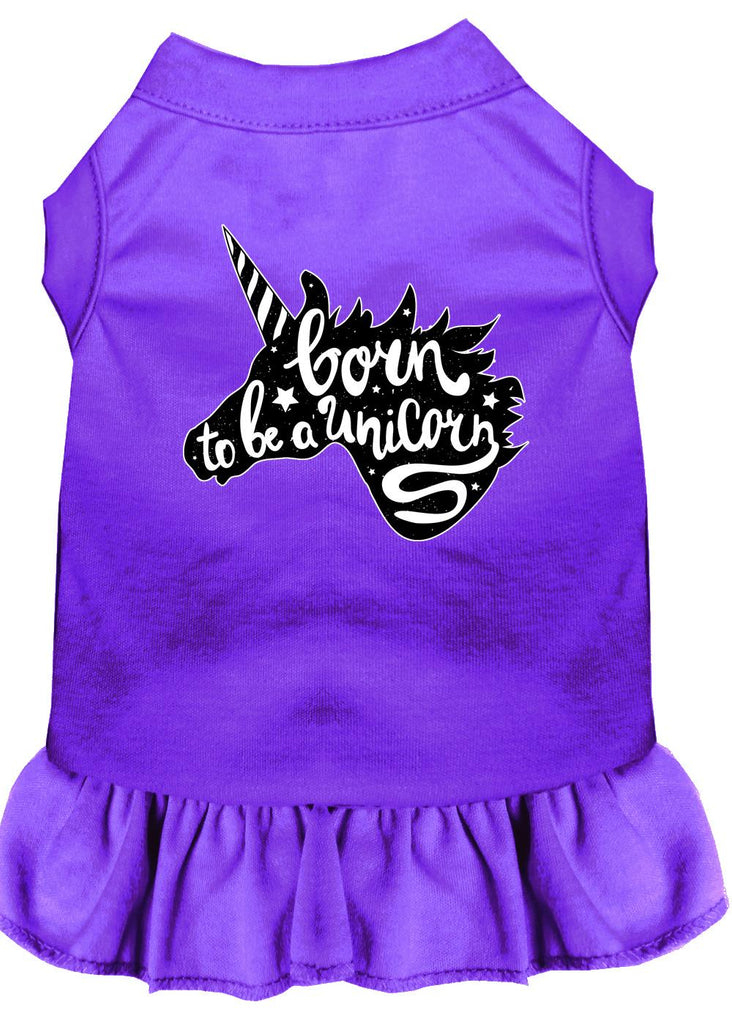 Born To Be A Unicorn Screen Print Dog Dress Purple 4x (22)