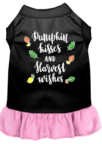 Pumpkin Kisses Screen Print Dog Dress Black With Light Pink Xl (16)