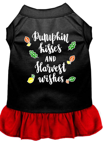 Pumpkin Kisses Screen Print Dog Dress Black With Red Sm (10)