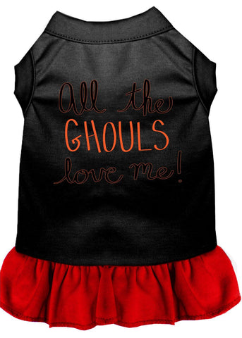 All The Ghouls Screen Print Dog Dress Black With Red Lg (14)