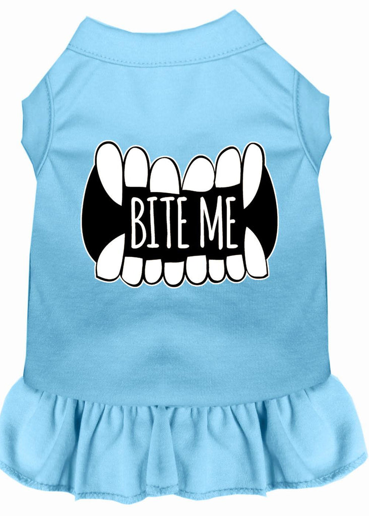 Bite Me Screen Print Dog Dress Baby Blue Med (12)