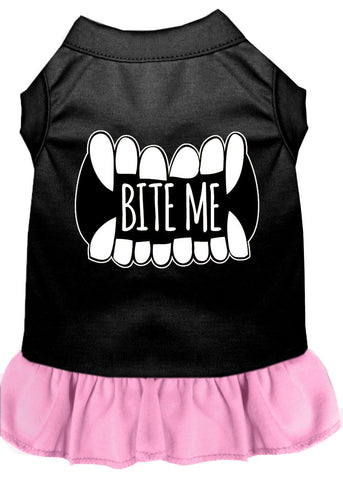 Bite Me Screen Print Dog Dress Black With Light Pink Xl (16)