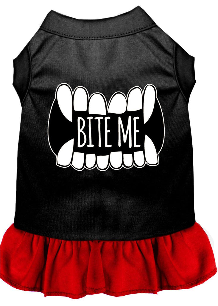 Bite Me Screen Print Dog Dress Black With Red Lg (14)