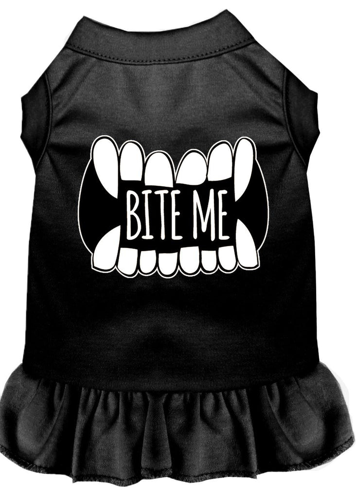 Bite Me Screen Print Dog Dress Black Xs (8)