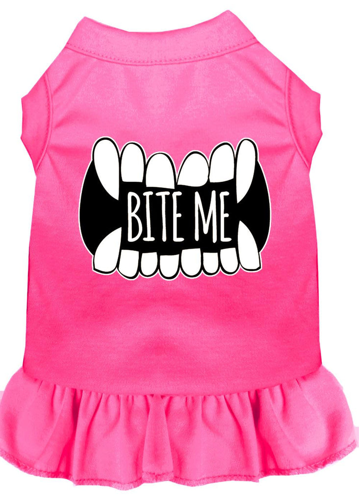 Bite Me Screen Print Dog Dress Bright Pink 4x (22)