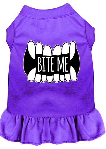 Bite Me Screen Print Dog Dress Purple 4x (22)