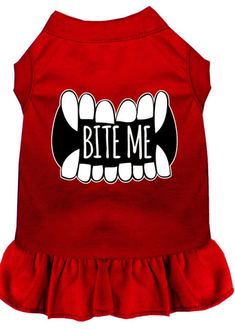 Bite Me Screen Print Dog Dress Red Sm (10)