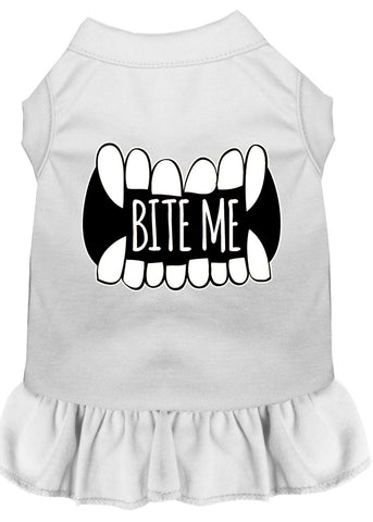 Bite Me Screen Print Dog Dress White 4x (22)