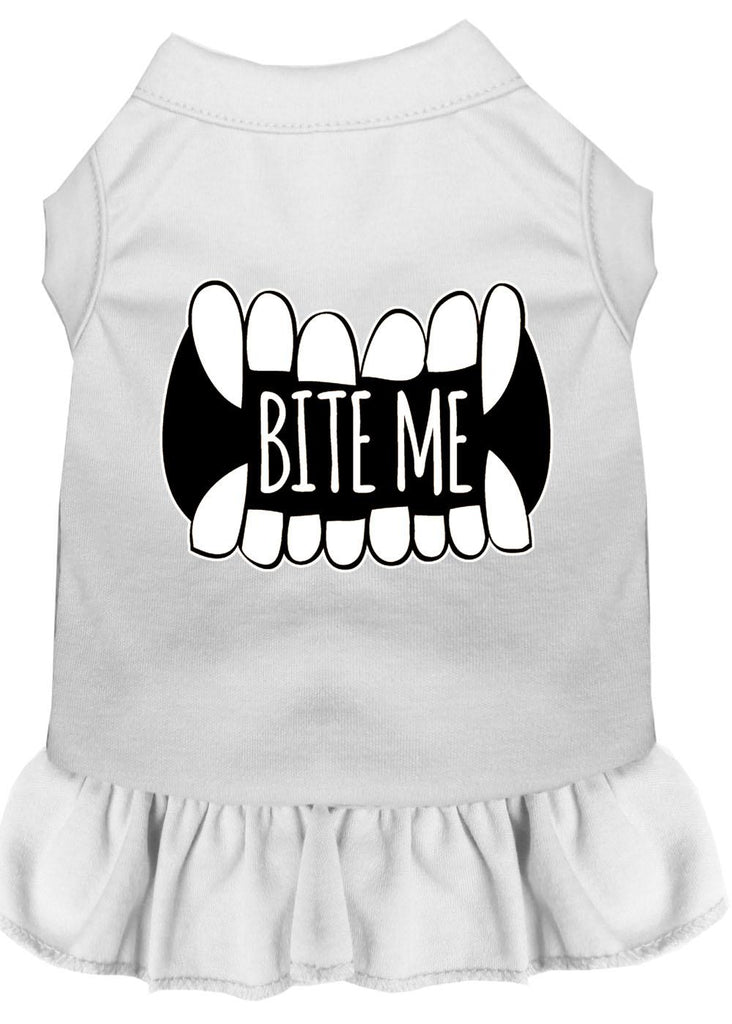 Bite Me Screen Print Dog Dress White Lg (14)