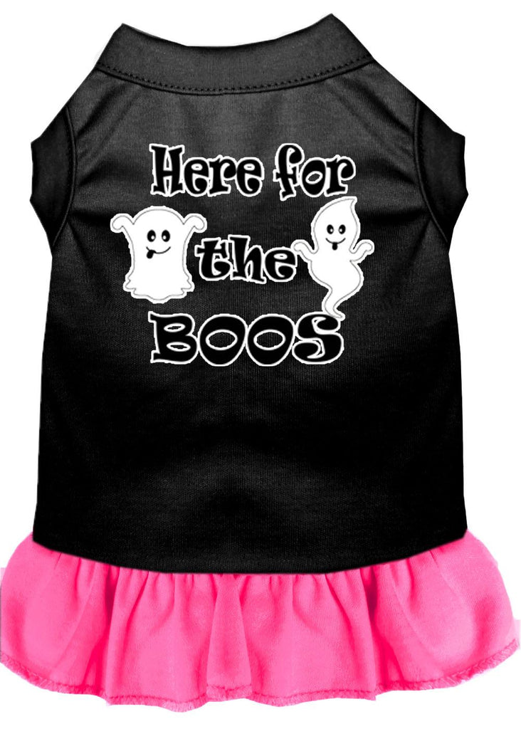 Here For The Boos Screen Print Dog Dress Black With Bright Pink Lg (14)