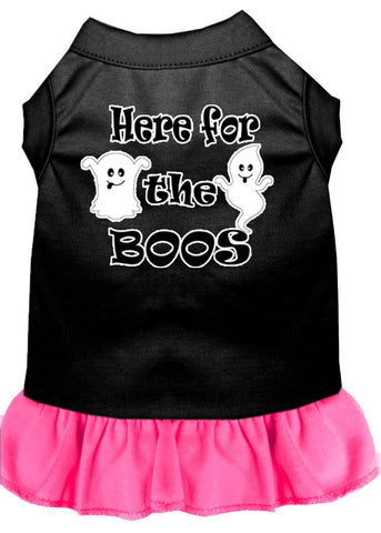 Here For The Boos Screen Print Dog Dress Black With Bright Pink Sm (10)