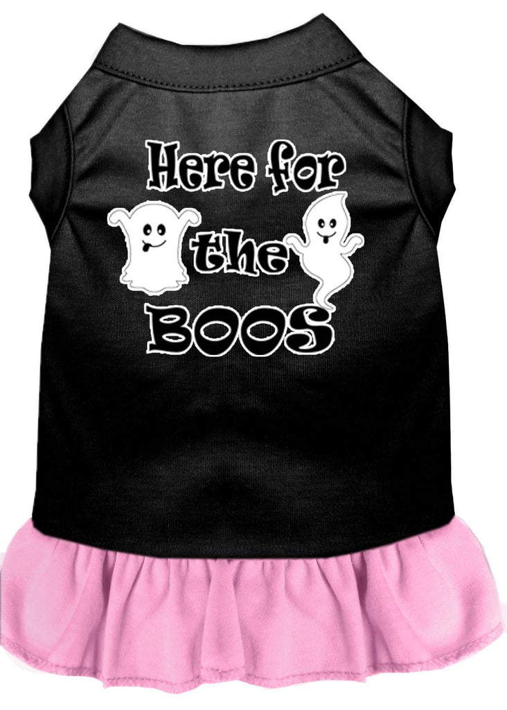 Here For The Boos Screen Print Dog Dress Black With Light Pink Lg (14)