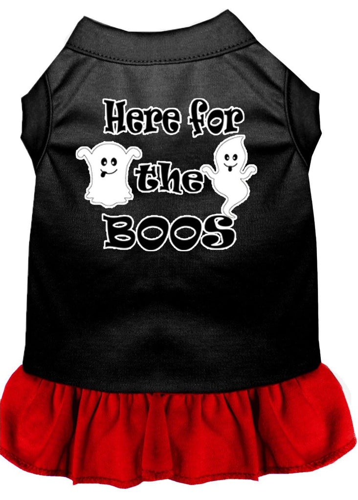 Here For The Boos Screen Print Dog Dress Black With Red Med (12)