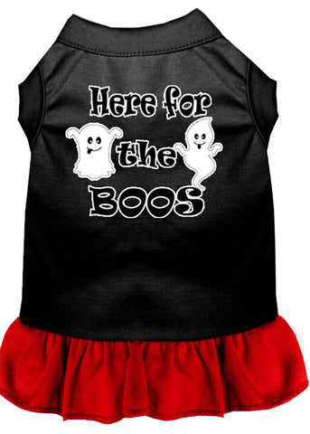 Here For The Boos Screen Print Dog Dress Black With Red Sm (10)