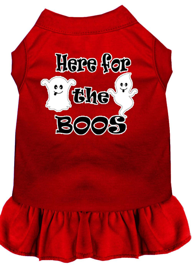 Here For The Boos Screen Print Dog Dress Red 4x (22)