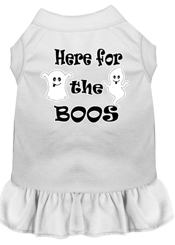 Here For The Boos Screen Print Dog Dress White 4x (22)