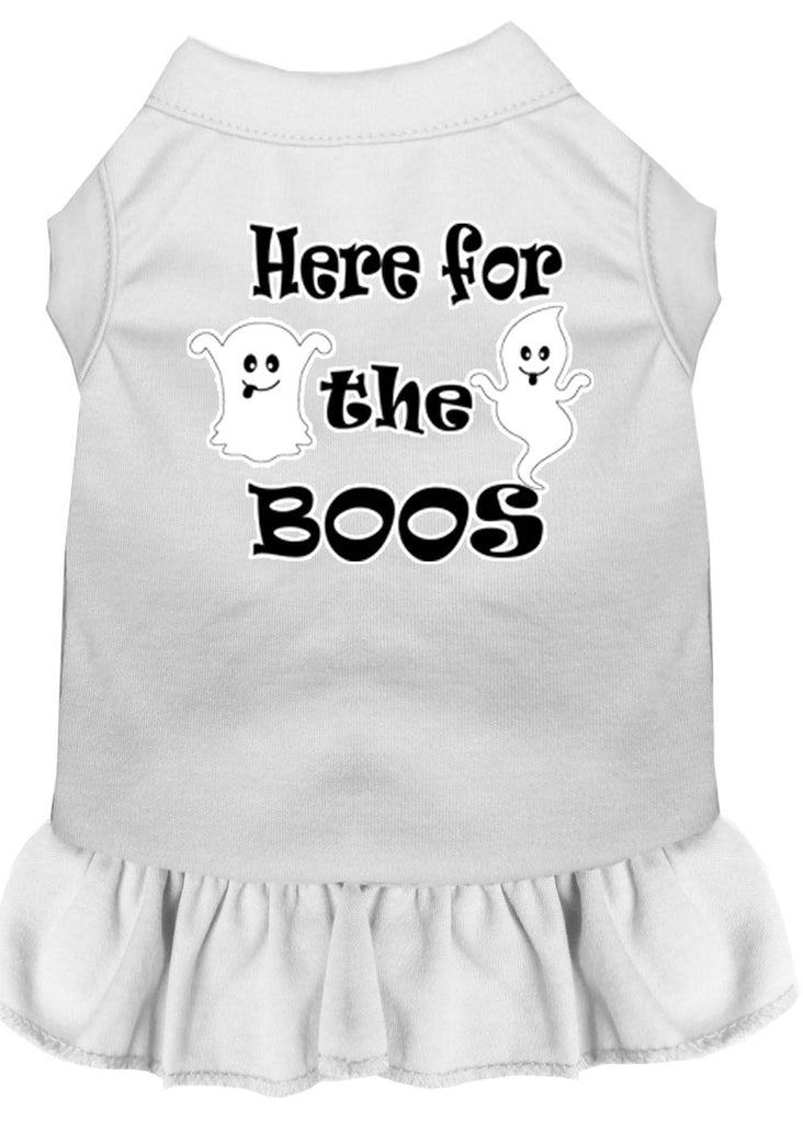 Here For The Boos Screen Print Dog Dress White Lg (14)