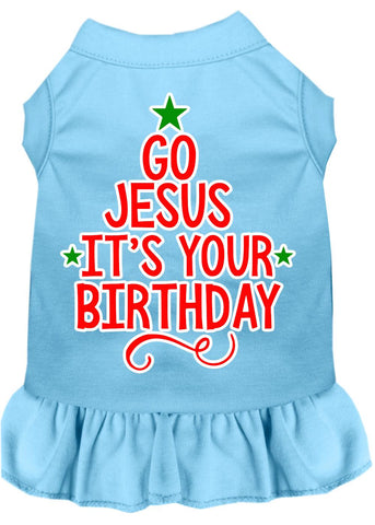 Go Jesus Screen Print Dog Dress Baby Blue 4x (22)