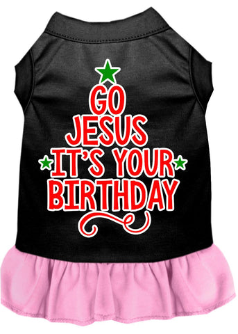 Go Jesus Screen Print Dog Dress Black With Light Pink Med (12)