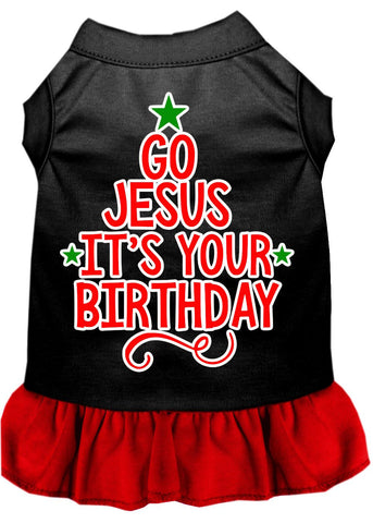 Go Jesus Screen Print Dog Dress Black With Red Med (12)