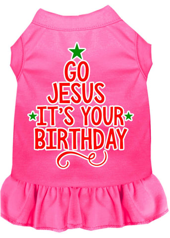 Go Jesus Screen Print Dog Dress Bright Pink 4x (22)