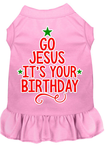 Go Jesus Screen Print Dog Dress Light Pink 4x (22)