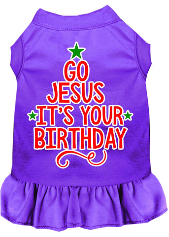 Go Jesus Screen Print Dog Dress Purple Med (12)