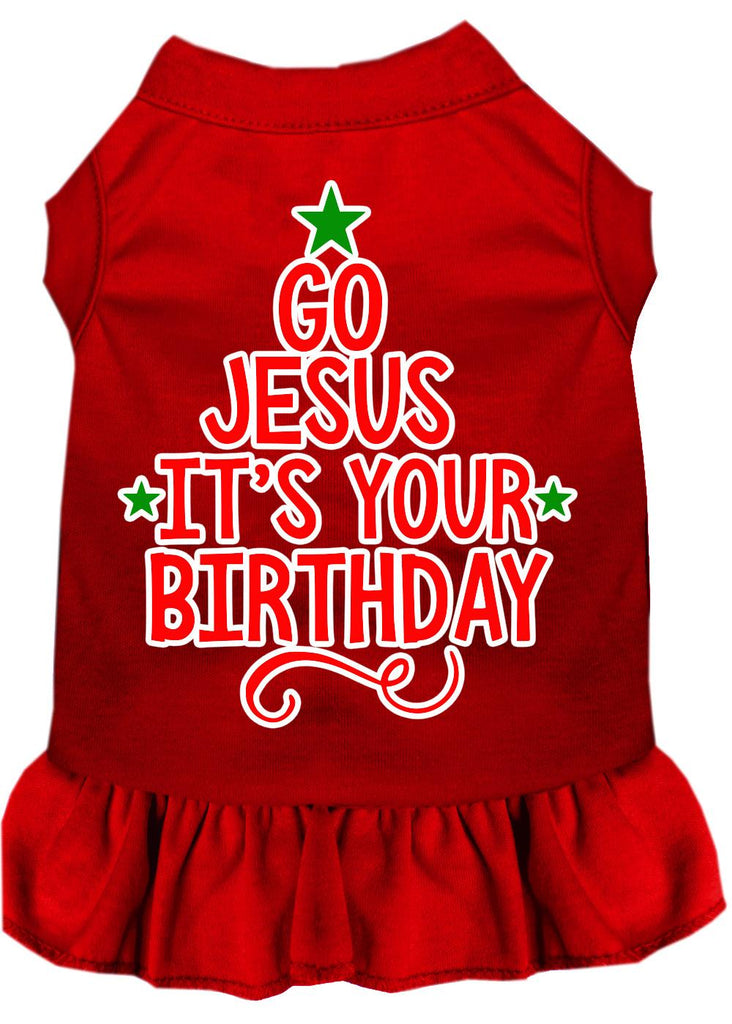 Go Jesus Screen Print Dog Dress Red 4x (22)