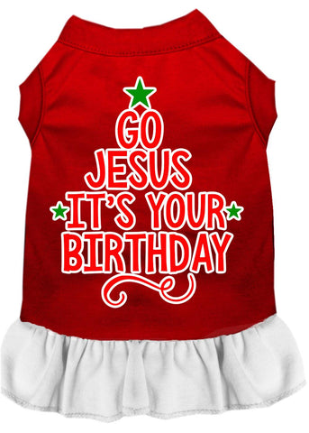 Go Jesus Screen Print Dog Dress Red With White Xs (8)