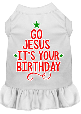 Go Jesus Screen Print Dog Dress White Lg (14)