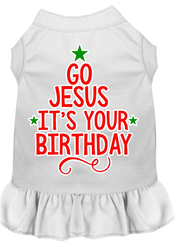 Go Jesus Screen Print Dog Dress White Sm (10)