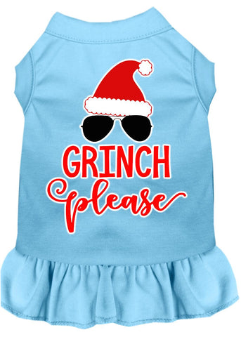 Grinch Please Screen Print Dog Dress Baby Blue 4x (22)