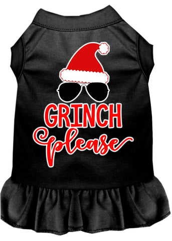 Grinch Please Screen Print Dog Dress Black Med (12)